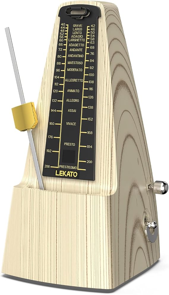 Mechanical Metronome with Metal Movement, LEKATO Upgraded Version Universal Traditional Metronome for Piano Drums Guitar Violin Ukulele Saxophone, Classic Look Loud Sound No Batteries Needed