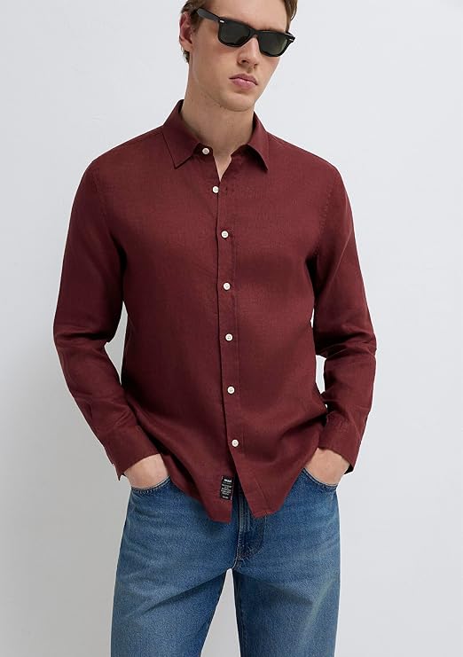 Beyaz Keten Gömlek Slim Fit/Dar Kesim 0211466-620