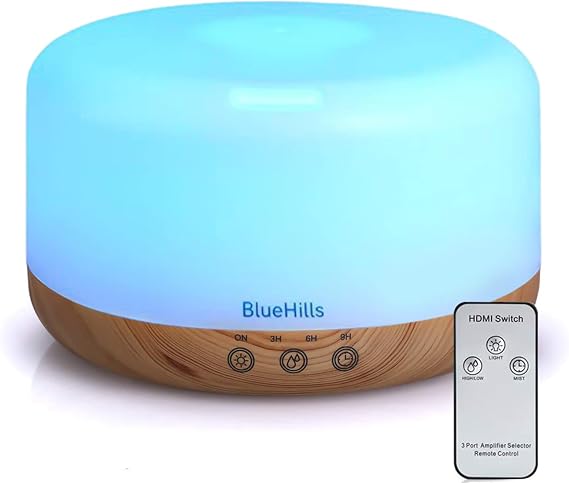 BlueHills 1000 ML Essential Oil Diffuser Premium Humidifier XL 1L Woodgrain