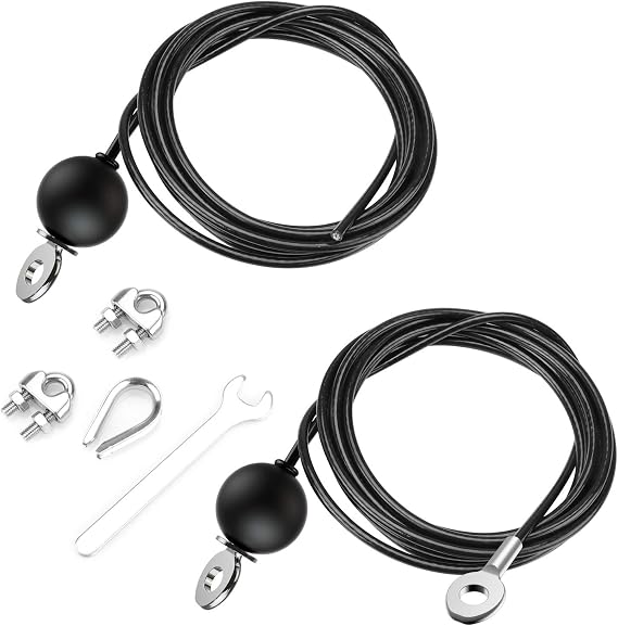 2PCS Replacement Gym Cables, Include 2M Fixed Cable, 3M Adjutable Cable Steel Wire Rope for Pulley Cable Machine System, Home Gym Weight Lift Pulley System