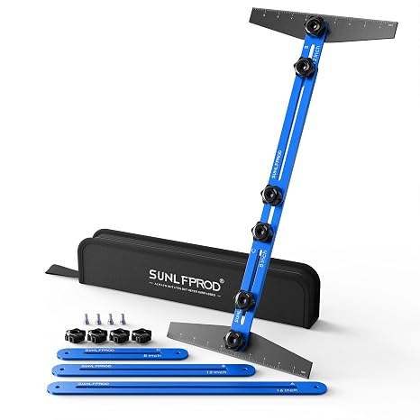Stair Tread Template Tool - Solid Stair Tread Gauge, Stair Tools for Stair Measuring Tool Stair Gauge Jig Stair Template Stair Step Tool Shelf Template Projects (Blue-Gray)