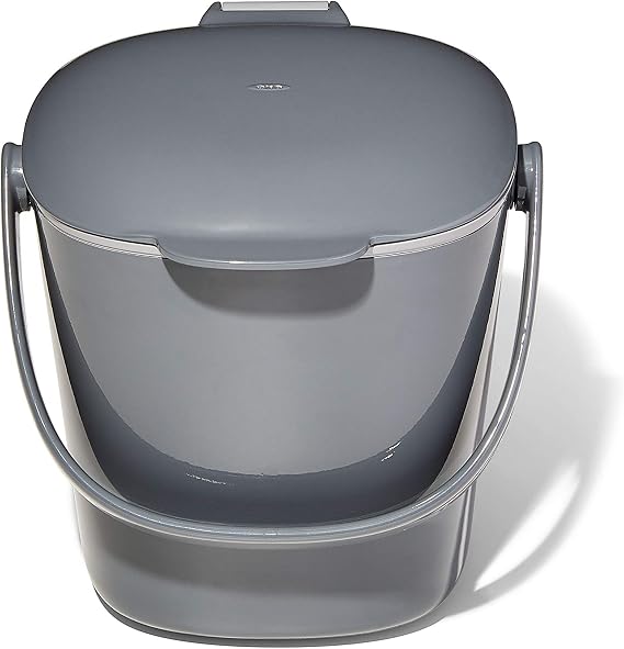 OXO - Good Grips Compost Bucket, Gray - Smell Proof Trash Can for Kitchen - 2.8 l