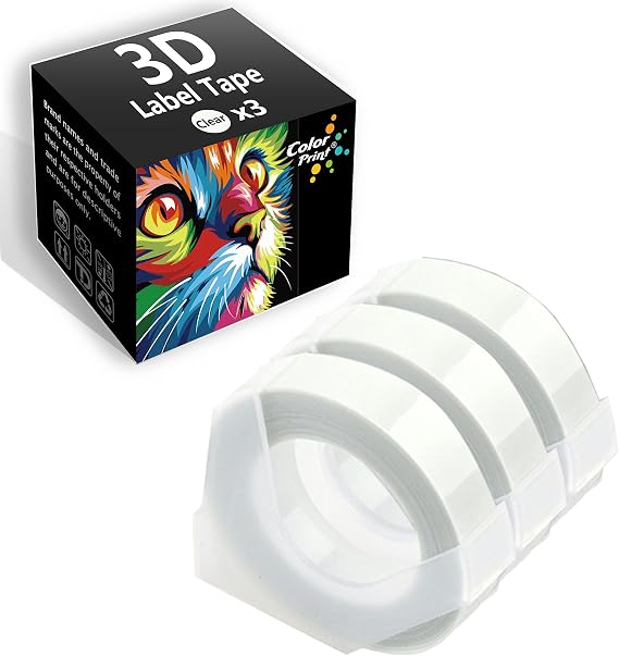 Colorprint Label Tape Replacement for Dymo 3D Embossing Label Maker Tape