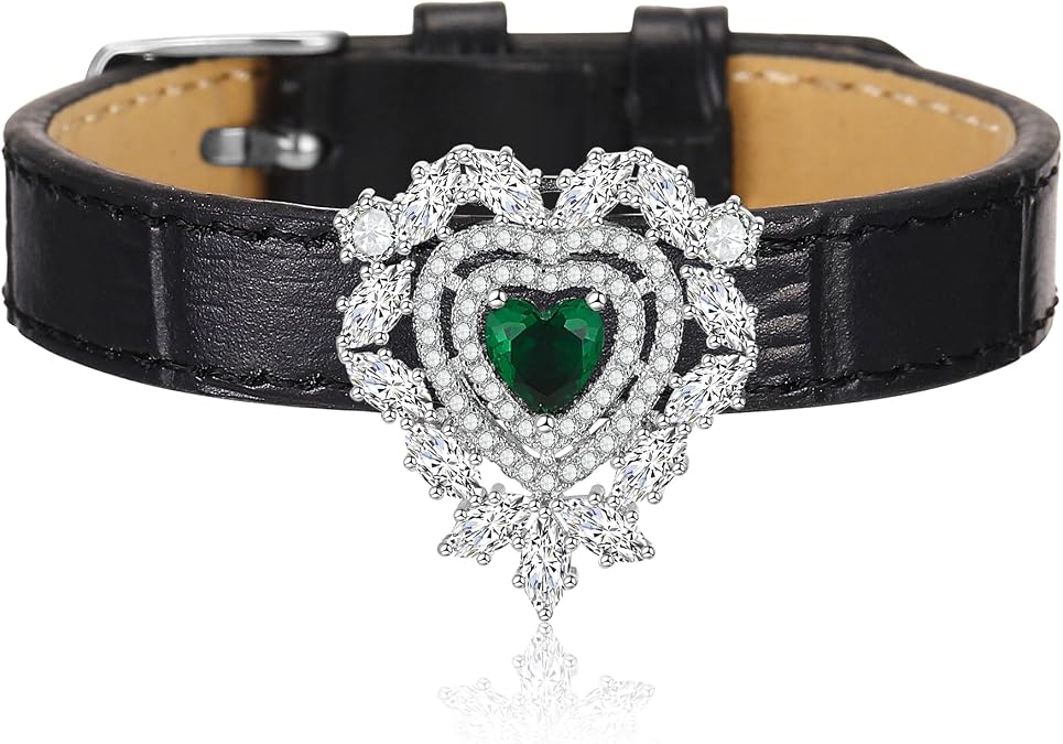 Mytys CZ Leather Cuff Bracelet for Women-Vintage Belt Buckle Wrap Cuff Bracelet Christmas Gift,6"-8" Wrist