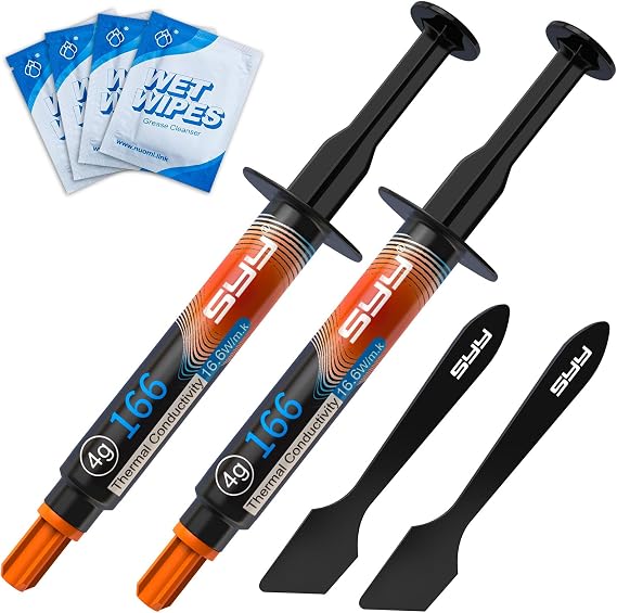 SYY Thermal Paste 8g Advanced Formula with Toolkit for CPU/GPU/Coolers | Advanced Carbon-Based; Thermal Interface Material; Smoother Spread; Stable Performance; Non-Conductive