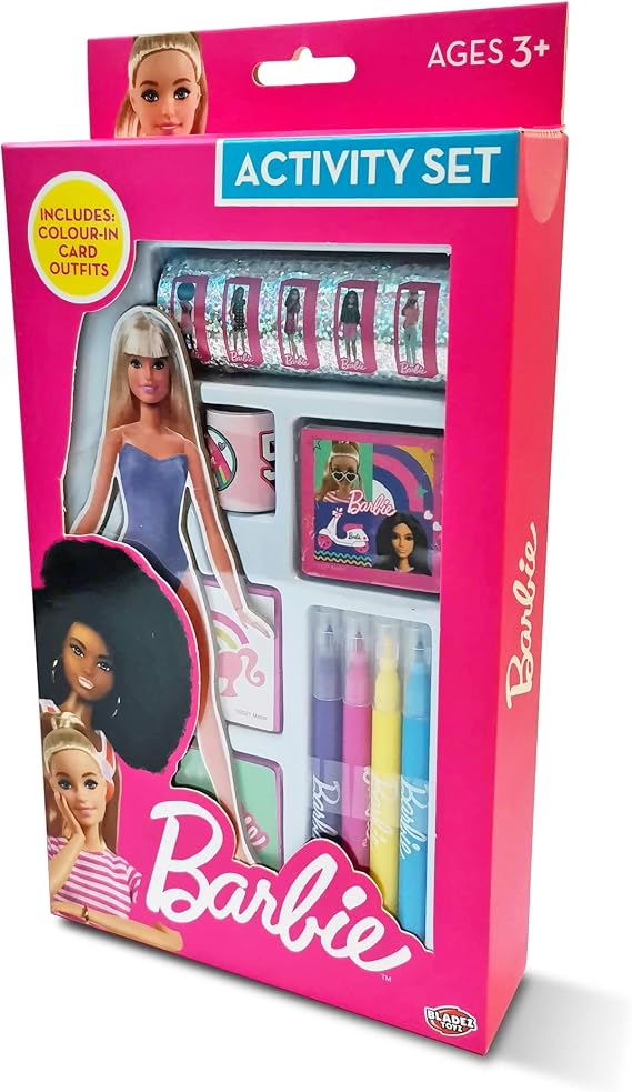 Barbie Activity Set - Arts and Crafts for Kids with 150+ Pieces Including Pens, Glitter Stickers, Stampers & Card Doll - Licensed Stationery, Craft Kits for Kids, Creative Maker Kitz by Bladez Toyz