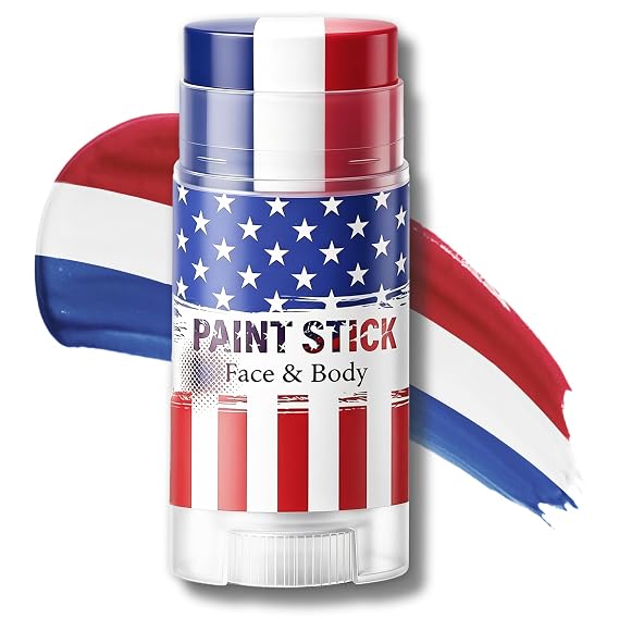 Red White and Blue Face Paint Stick,USA Eye Black Stick(01 USA)
