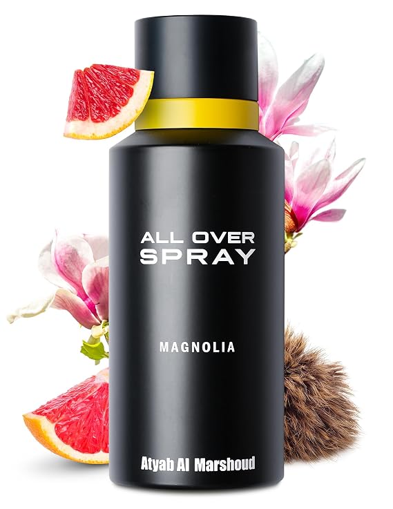 ATYAB AL MARSHOUD Magnolia All Over Spray (125 mL) - Long-Lasting (Up to 24 Hours), Unisex Body Mist, Floral & Fruity Magnolia Scent with Musk & Amber, Premium Body Spray for Women & Men