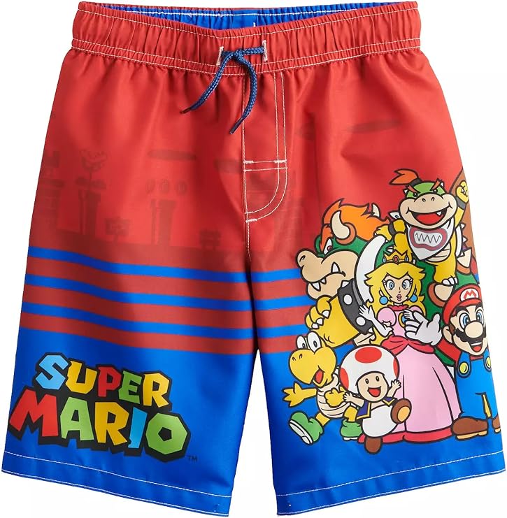 Super Mario Little Boys' Swim Trunks