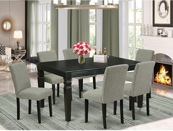 HomeStock Dinette Set 7 Piece Rectangular Table with 6 Chairs - Elegant Dining Room Set