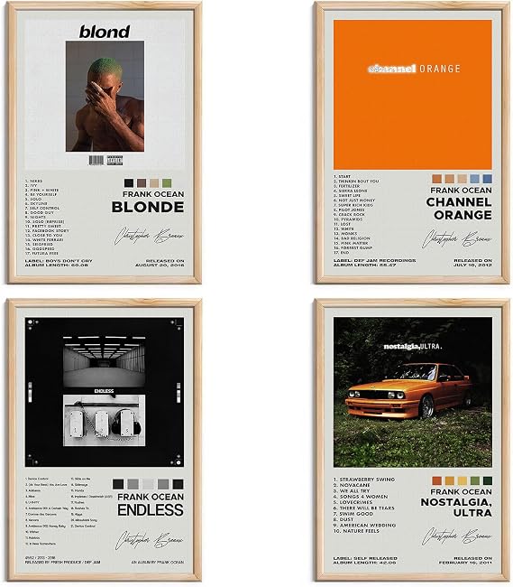 Frank Ocean Signed Limited Album Cover Posters - Canvas Wall Art HD Prints Set of 4 for Teen and Girls Dorm Decor - 8x12 inch Unframed