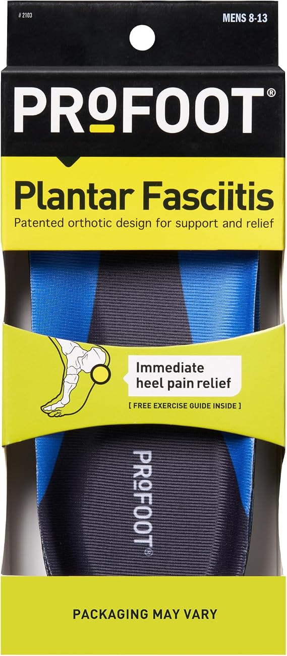 PROFOOT Plantar Fasciitis Orthotic Insoles for Men (Sizes 8-13) Gel Shoe Inserts for Instant Heel Pain Relief and Arch Support - 1 Pair of Heel Pads
