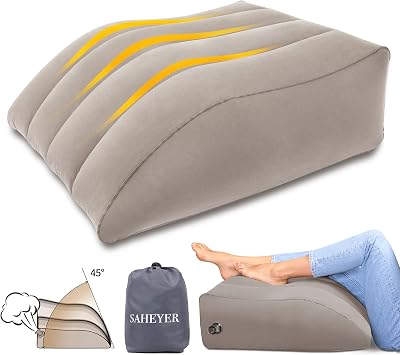 SAHEYER Leg Elevation Pillows,Inflatable Leg Pillows for Swelling, Portable Wedge Pillow for Improve Circulataion and Reduce Swelling,Suitable for Sleeping,Pregnant,Surgery and Injury RecoveryGray