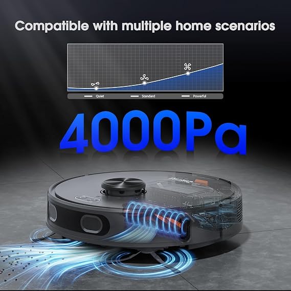 SHELIKI Robotic Vacuums Cleaner with Smart Max Strong Suction, Obstacle Avoidance, for Pet Hair, Carpets and More V59