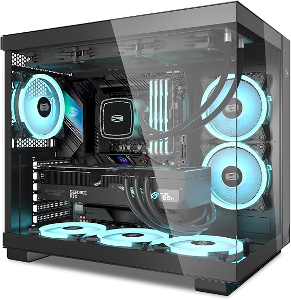 PCCOOLER CPS C3T500 ARGB Tower ATX Case Tower PC Case 120mm ARGB Fans X6 RTX 40 Series Graphics Card Compatible Transparent Glass Type-C 2 x 3.0 USB LED Airflow Tower PC Gaming Case Black
