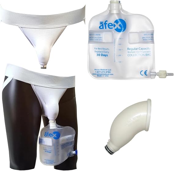 Afex Active Core Kit - Incontinence Management for Men - High-Performance Alternative to Full Briefs - Includes 500ml 400B Bag - High Style Receptacle - Small (Waist Size 28-30)