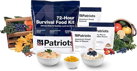 4Patriots 72 Hour Emergency Food Supply Survival Kit - Perfect for Camping - Freeze Dry Cooking Food - 25 Years - 16 Meals of Delicious Breakfast, Lunch and Dinner