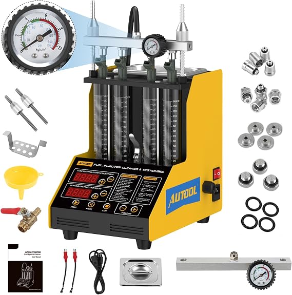 AUTOOL Fuel Injector Cleaner Tester Machine Ultrasonic 4 Cylinders