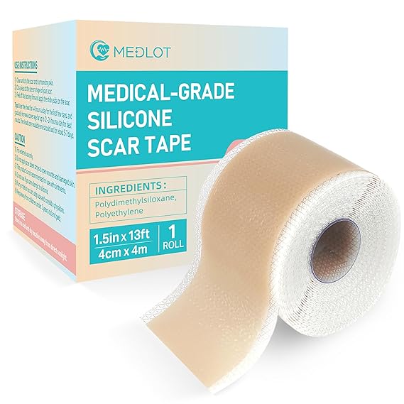 Silicone Scar Sheets, 1.55 x 156 - 4M, Medical Silicone Scar Tape Roll, Reusable Scar Strips for Surgical, C-Section, Keloid Bump, Stretch Marks, Acne, Hypertrophic Scar Treatment