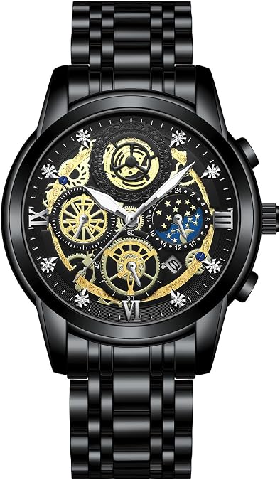 Fashion Men Stainless Steel Watches Luxury Sports Waterproof Quartz Wrist Watch Gifts Watch Christmas