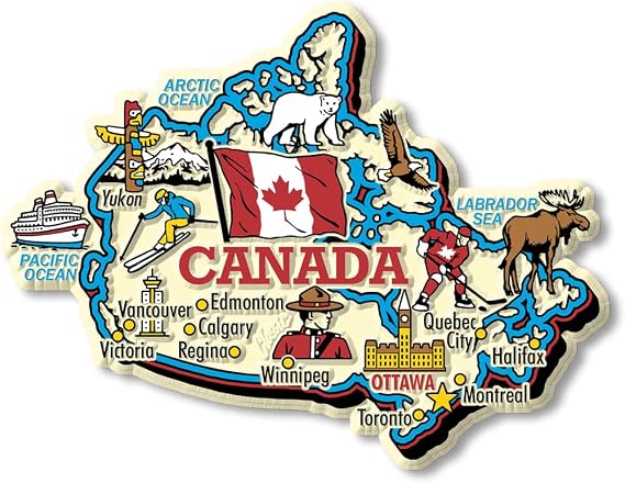 Canada Jumbo Country Map Magnet by Classic Magnets, 3D Rubber Vintage-Style Collectible Souvenirs and Gifts Made in the USA