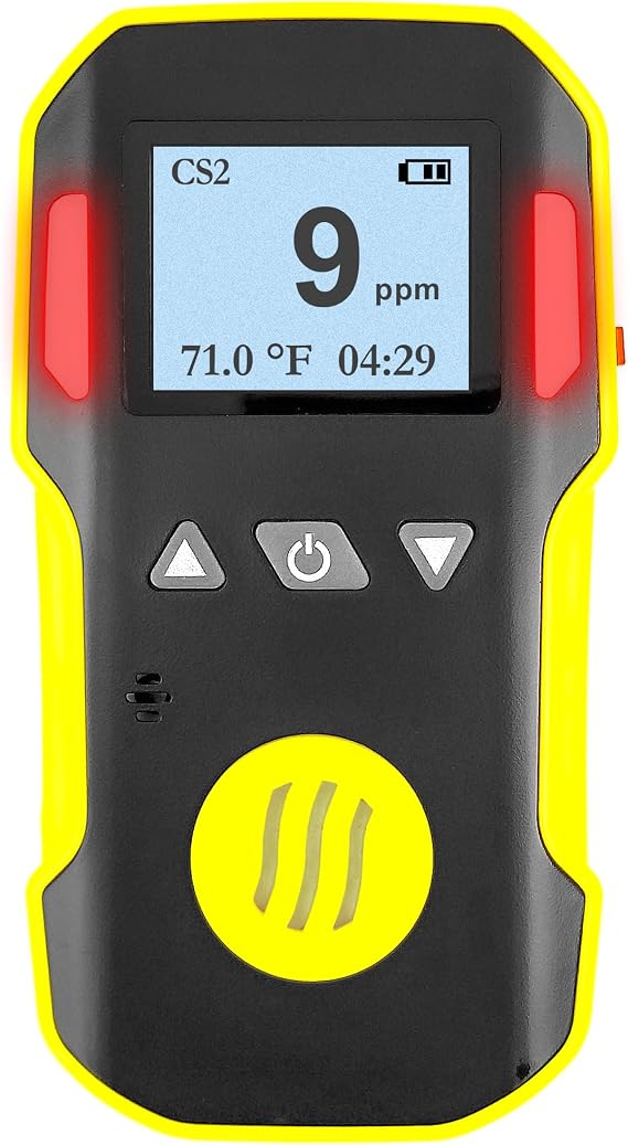 Carbon Disulfide Gas Detector (CS2) by Forensics | USA NIST Calibration & Certificate | Dust & Explosion Proof | USB Recharge | Sound, Light and Vibration Alarms | 0-100ppm CS2 |