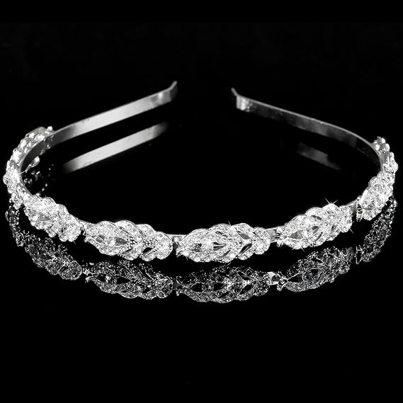 Bride Headpiece - Rhinestone Crystal Wedding Headband for Women, Diamond Headpiece for Bride (Silver)