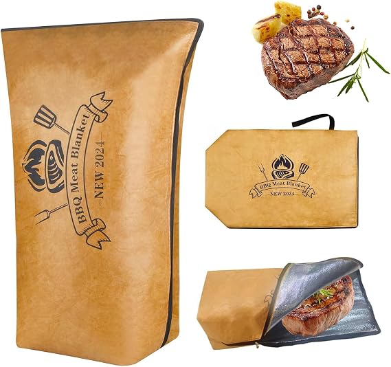 BBQ Blanket for Resting Meat - 18in Insulated Smoker Bag Wide Mouth for Large Brisket/Turkey/Pork, Leak-Proof & Portable - Reusable Smoker Grilling Accessories