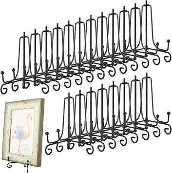 YAYODS 20 Pack Plate Stands for Display 4 Inch Black Iron Easel Stand Holder, Foldable Plate Picture Holder Display Stand for Photo Frames Decorative Books Arts