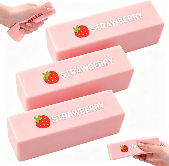 3PCS Butter Squishy,Butter Stick Squishys Stress Relief Block,Realistic Large Butter quishy,Slow Rebound Butter Stick Squeeze Toy,Anxiety Relief Fidget Toy for Kids Adults Home (Red)