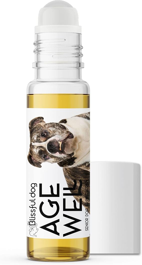 The Blissful Dog American Bulldog Age Well Dog Aromatherapy Roll-On Bottle for Your Dog's Peaceful Ageing