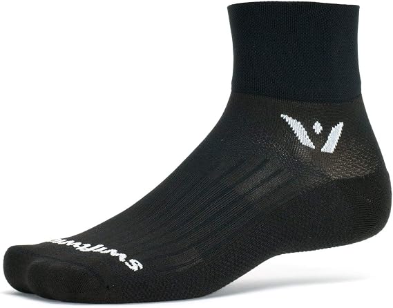 Swiftwick Aspire Quarter Crew Running & Cycling Socks for Men & Women - Wicking Compression Socks with Non Slip Support