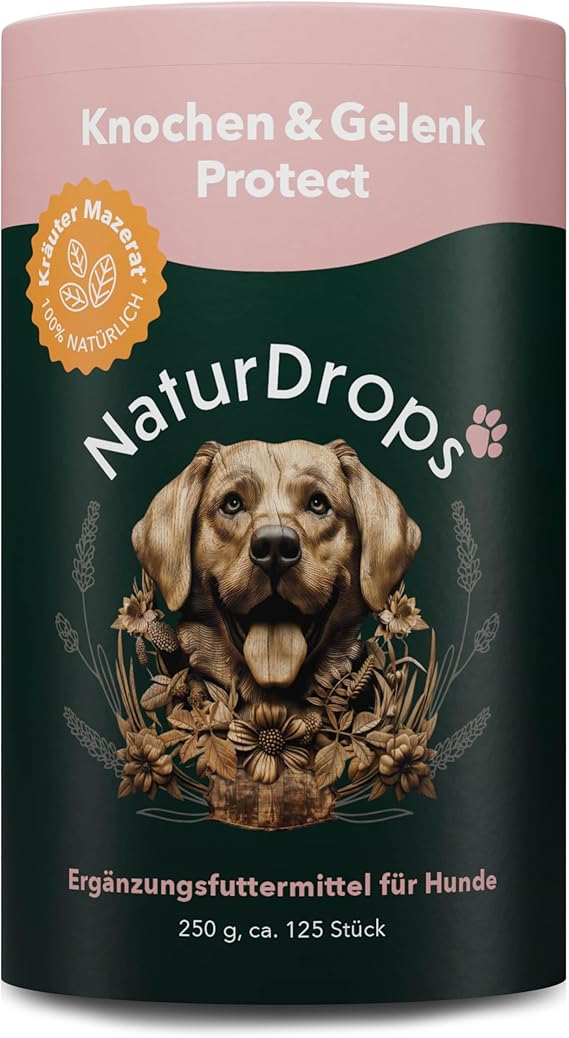 Knochen &amp; Joint Protect Dog Snacks with Function Pack of 125 with Green-Lipped Mussel and Fermented Herbs for Joints Mobility Mobility Young and Old - 100% Natural - 250 g