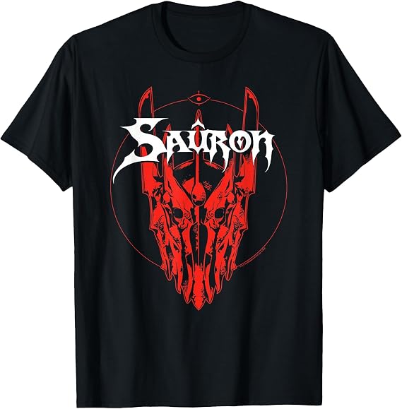 The Lord of the Rings Sauron Helmet Head Portrait T-Shirt, Men, Black, Small