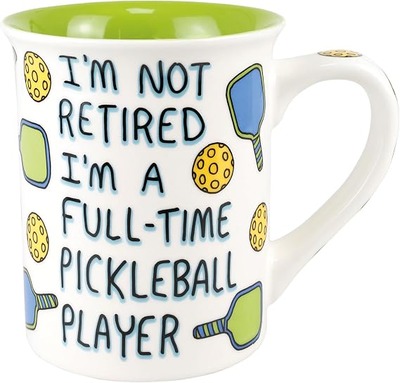 Enesco Our Name is Mud I'm Not Retired Full Time Pickleball Player Coffee Mug, 16 Ounce, Multicolor