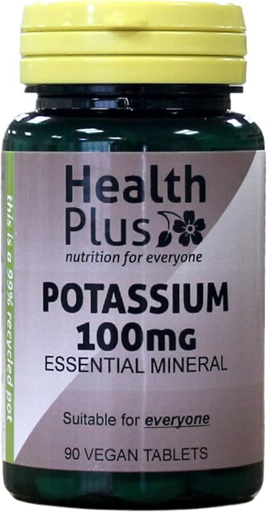 Health Plus Potassium 100mg : Mineral Supplement - 90 Tablets, in a Planet-Friendly 99% Recycled Pot