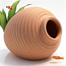 Ceramic Aquarium Decor - Betta Fish Breeding Cave, Hideout Shelter for Shrimp, Turtle, Crab, Small Aquatic Pets, Brown Fish Tank Ornament