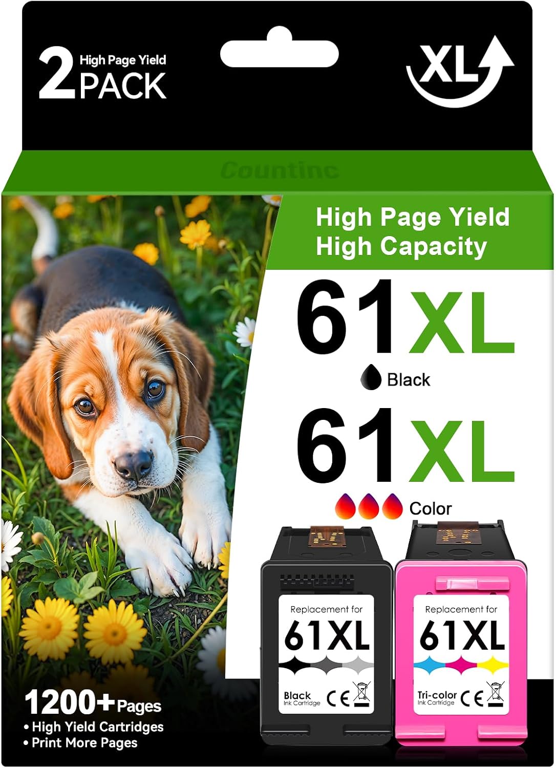 Printer Ink 61 Black and Color Combo Pack Compatible for HP Ink 61 Compatible for HP 61 Ink fit for Envy 4500 5530 4501 4502 DeskJet 1000 1010 1050 1510 2050 2510 OfficeJet 2620 4630 Printer