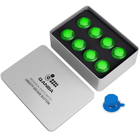 qanba Gravity KT Arcade buttons Mechanical 30mm Snap-in Mechanical Pushbutton (Boxed (Clear Dark green 30mm)