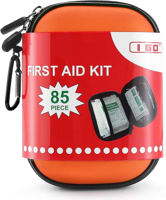 I GO 85 Pieces Hard Shell Mini First Aid Kit Emergency Survival Bag