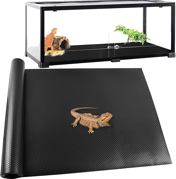 Bearded Dragon Tank Accessories Reptile Carpet, 24"118",1PCS Black