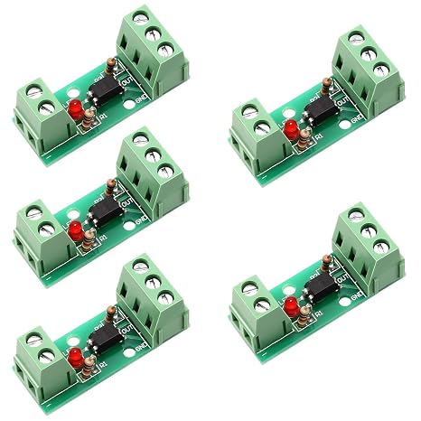 5 PCS Optocoupler Isolation Board, Icstation DC 12V Optocoupler Isolation Module EL817 1 Channel Opto PNP NPN Signal Converter, Isolator High-Level Trigger 80KHz