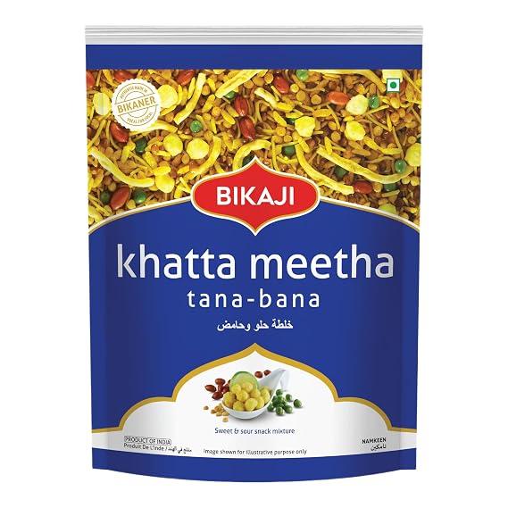 BIKAJI Tana Bana Khatta Meetha 35.27 oz, Sweet & Tangy Indian Snack Mix | Authentic Bikaneri-style crunchy namkeen; ready-to-eat 1kg family pack great for parties, tea time and everyday munching