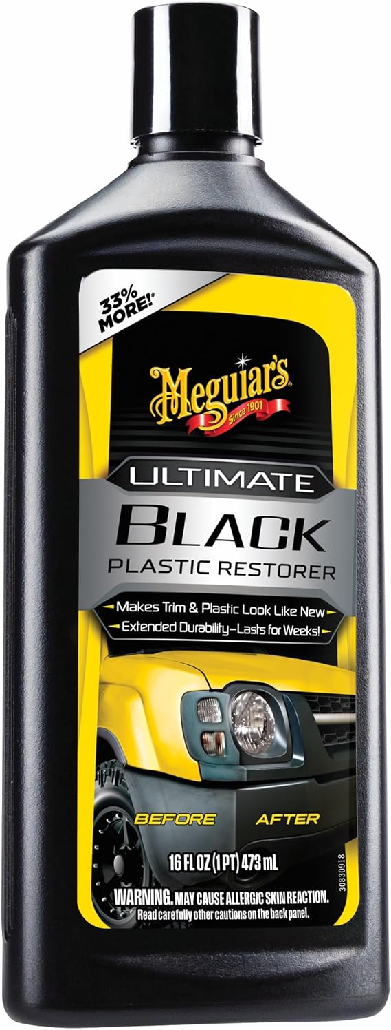 Meguiar's G15812EU Ultimate Black Plastic Restorer Trim Restorer 355ml, Packaging May Vary