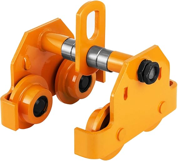 3 Ton Heavy Duty Manual Capacity Plain 6000LBS Push Track Roller Trolley Crane Lift Dual Wheels Garage Hoist for Straight Curved I Beam (Manual Trolley 3 Ton)