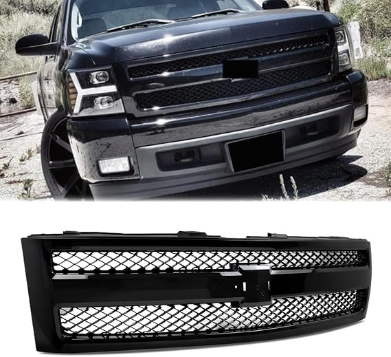 Onyx Black Front Grille for 2007-2013 Chevy Silverado 1500 Truck