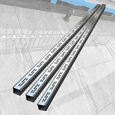 3 Pack Slim Channel Drain Kit with Metal Grate, Driveway Drainage Channel Systems Heavy Duty Trench Drains for ConcreteYardPatioGarage, Stainless Steel10x5cm3.9x1.9in