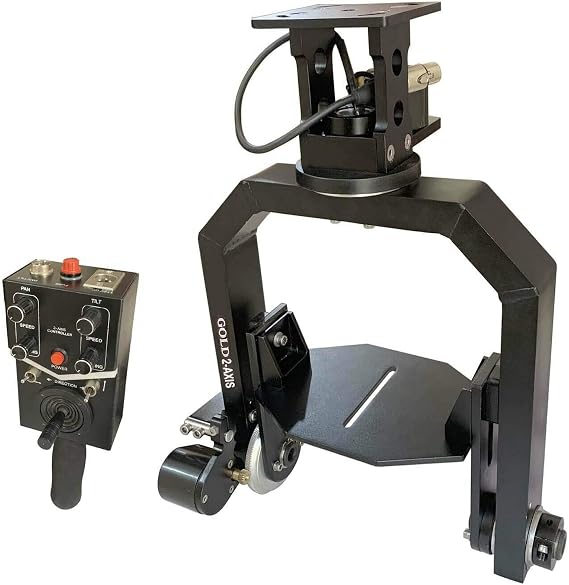 FLYCITY Gold Camera Pan Tilt Head with 12V Joystick Control (FC-Gold) | Motorized Pan Tilt Head for Jib Crane Tripod DV Video DSLR