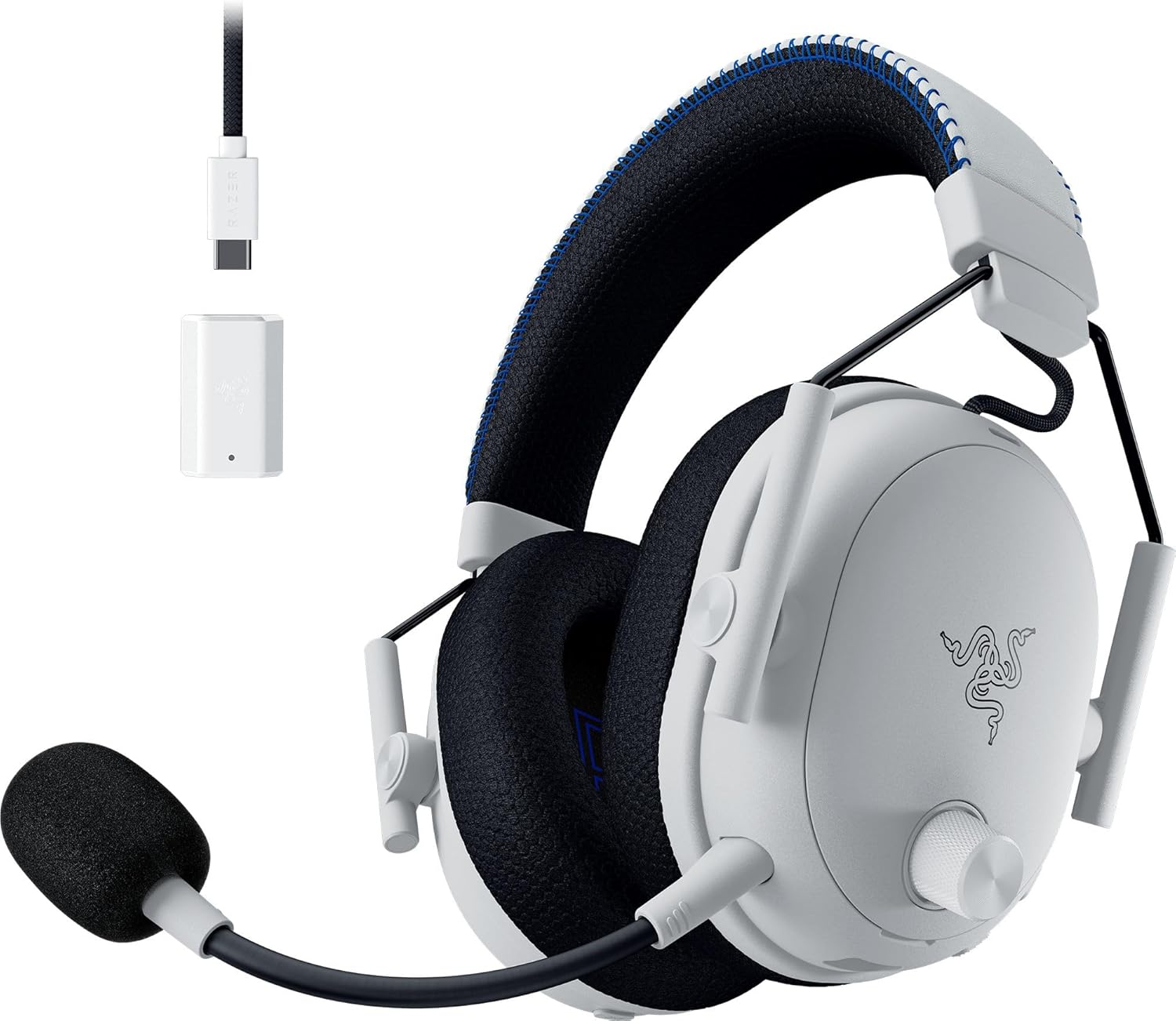 Razer BlackShark V3 Pro for PlayStation - Wireless E-Sports Headset with Active Noise Cancelling (ANC) - Triforce 50mm Driver - HyperSpeed 2.4GHz - THX Spatial Audio - PS5/PC White