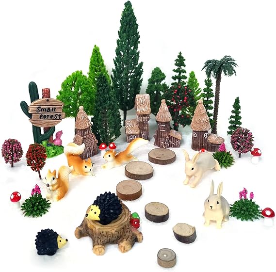 Model Building Trees 42 Pieces 4-16 cm Animal Figures Forest Animals Figures Decorative Garden Miniature Fairy Garden for Projects